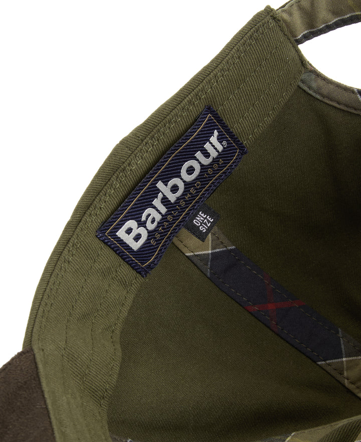 Barbour Langdale Cotton Baseball Cap in Olive/Brown