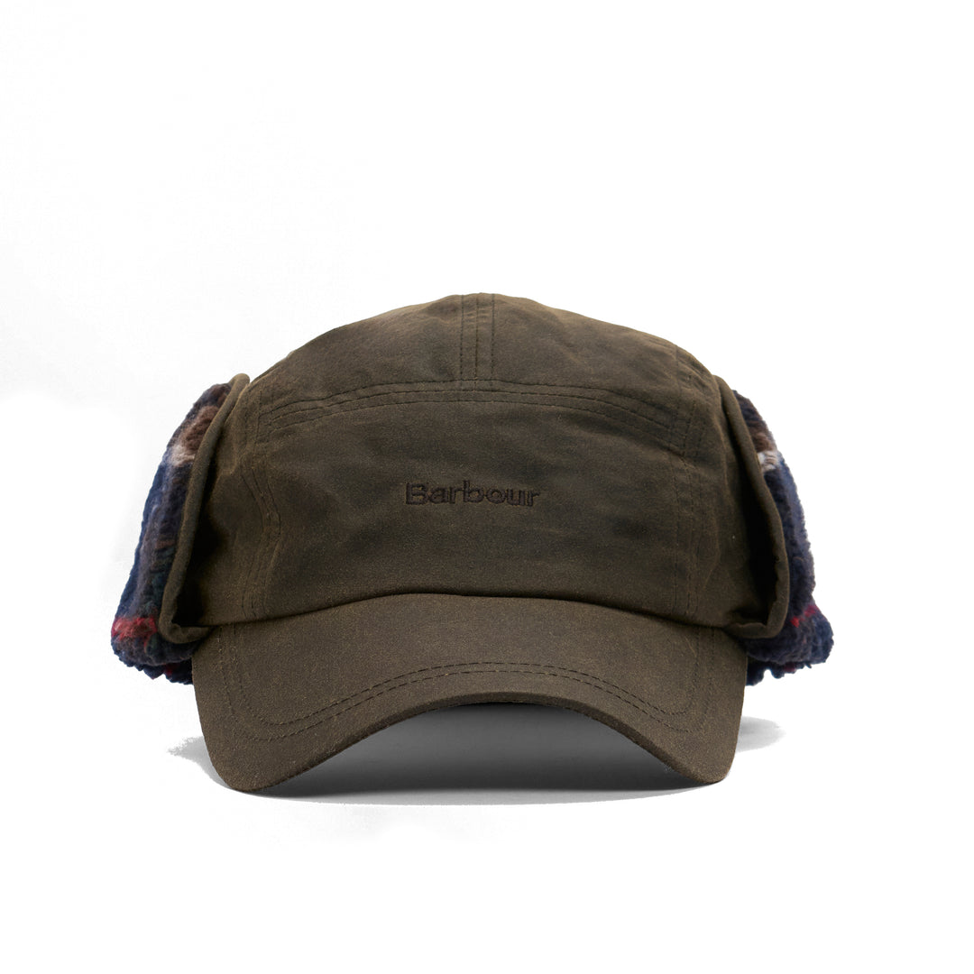 Barbour Waxed Cotton Lonnen Hunting Earflap Cap Olive