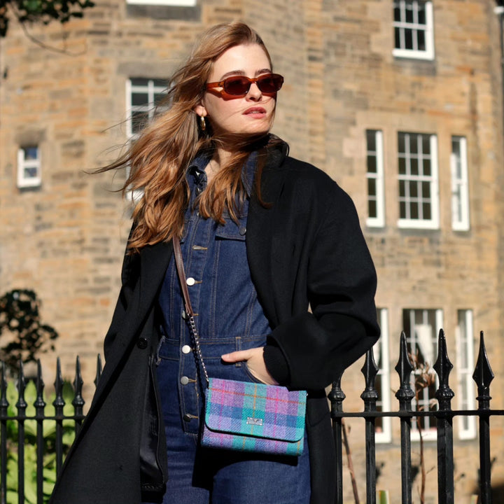Glen Appin Harris Tweed Strathy Wallet Shoulder Bag Dogtooth
