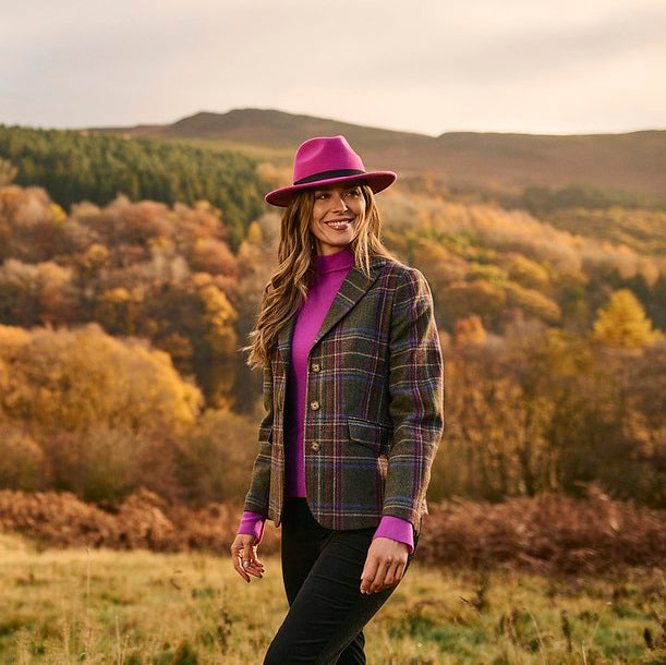 Failsworth Ladies Wool Fedora Hat in Fuchsia Pink