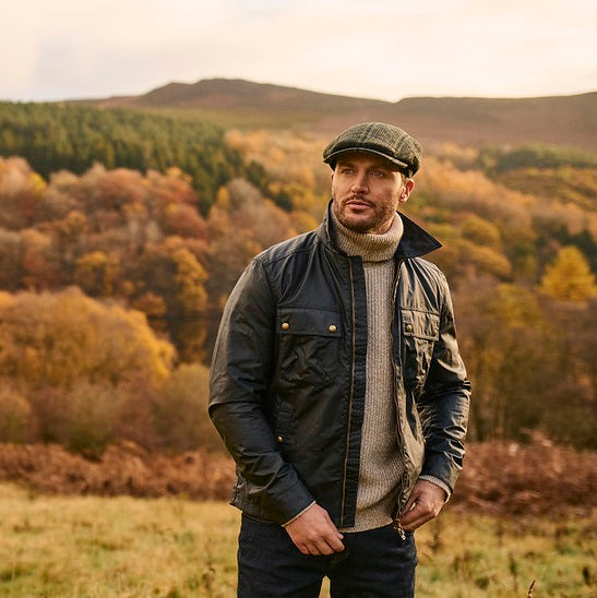 Failsworth Finsbay Harris Tweed Flat Cap In Green 465