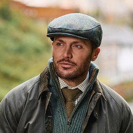 Failsworth Waterproof Lovat Porelle Country Flat Cap 487 Green Check