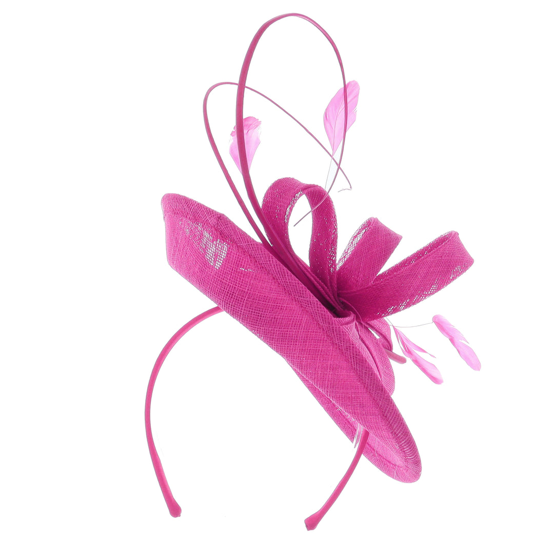 Magenta Small Sinamay Disc Headband Fascinator (169)