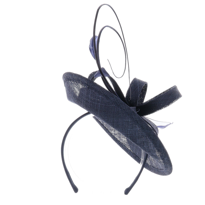 Navy Small Sinamay Disc Headband Fascinator (169)