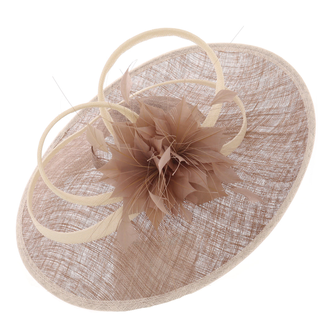 Coffee/Ivory Large 46cm Disc Headband Fascinator (166)