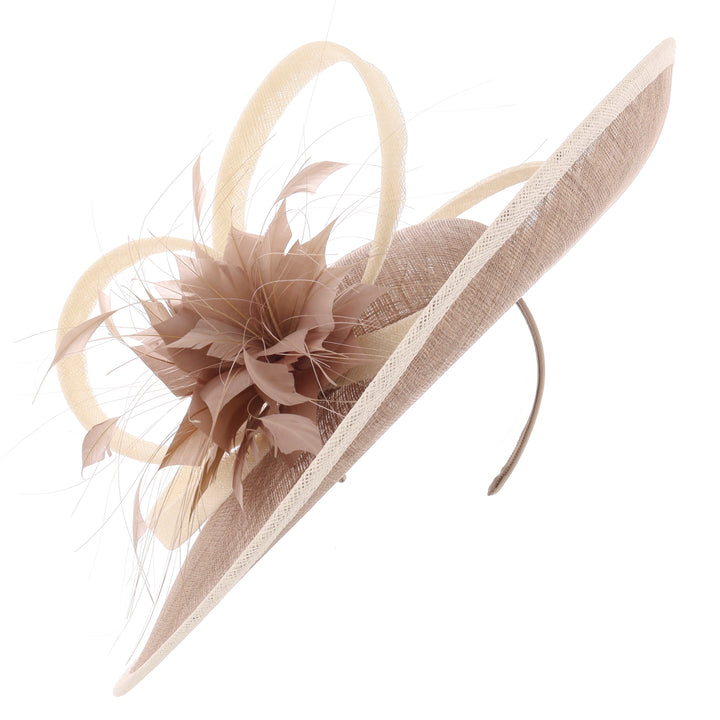 Coffee/Ivory Large 46cm Disc Headband Fascinator (166)