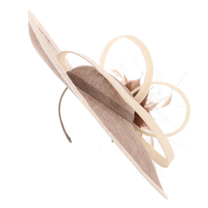 Coffee/Ivory Large 46cm Disc Headband Fascinator (166)