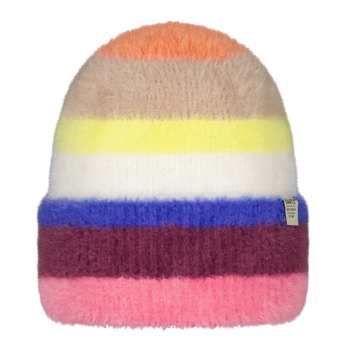 Barts Kumana Colourful Stripe Beanie Hat - Magenta
