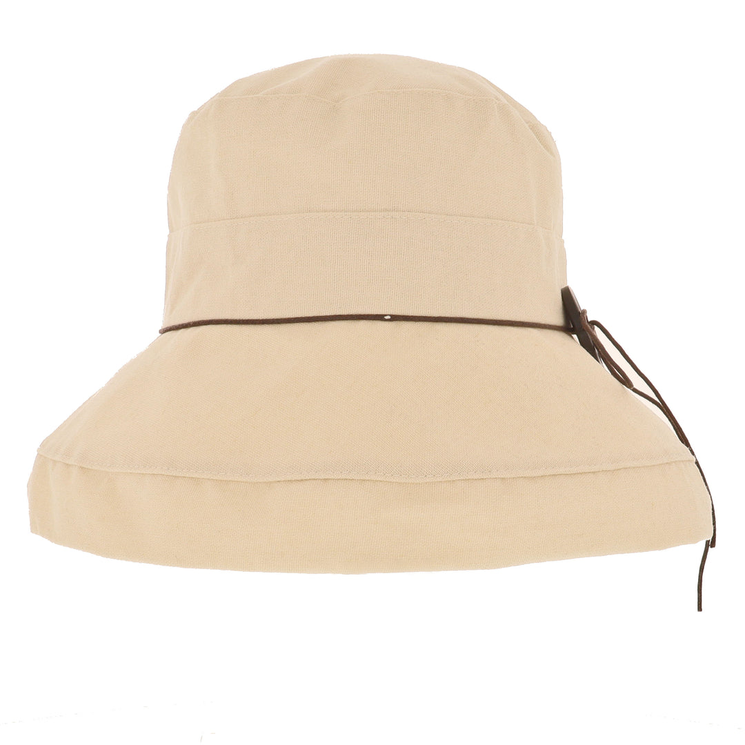 Women's Cotton & Linen Wide Brim Sun Hat in Natural