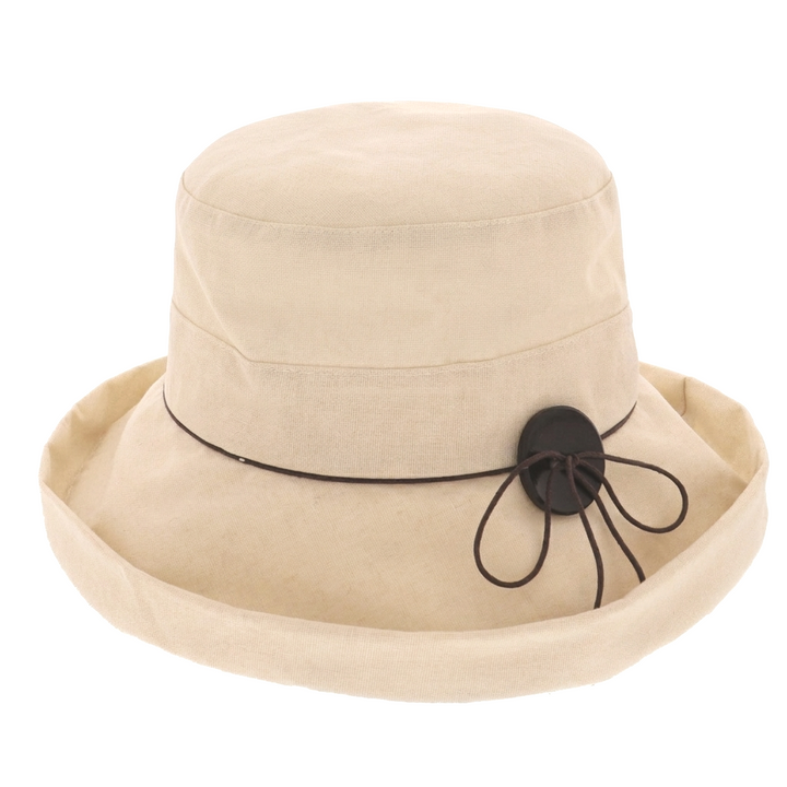 Women's Cotton & Linen Wide Brim Sun Hat in Natural