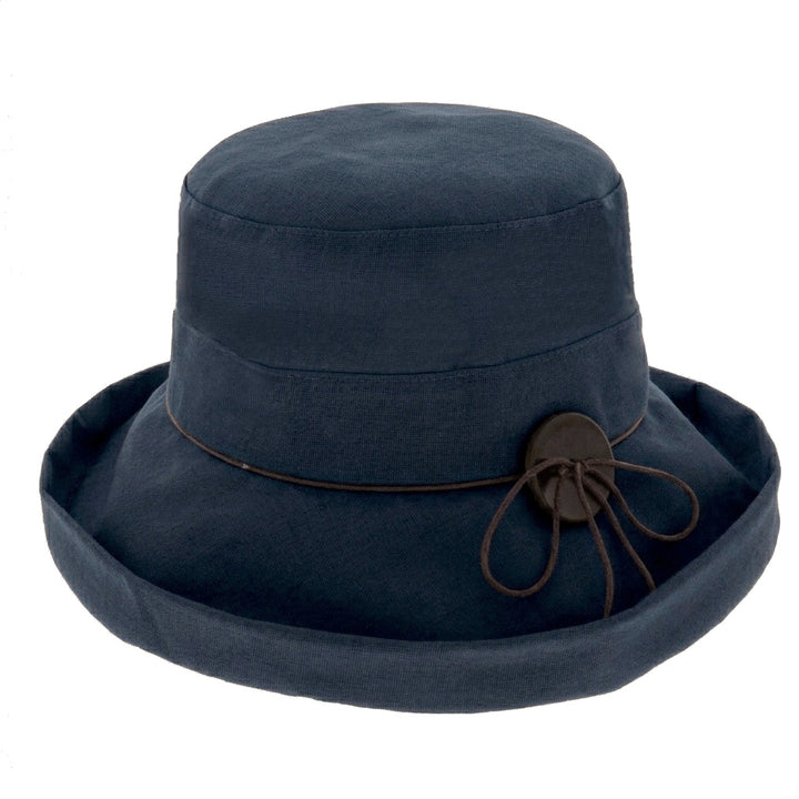 Women's Cotton & Linen Wide Brim Sun Hat in Navy