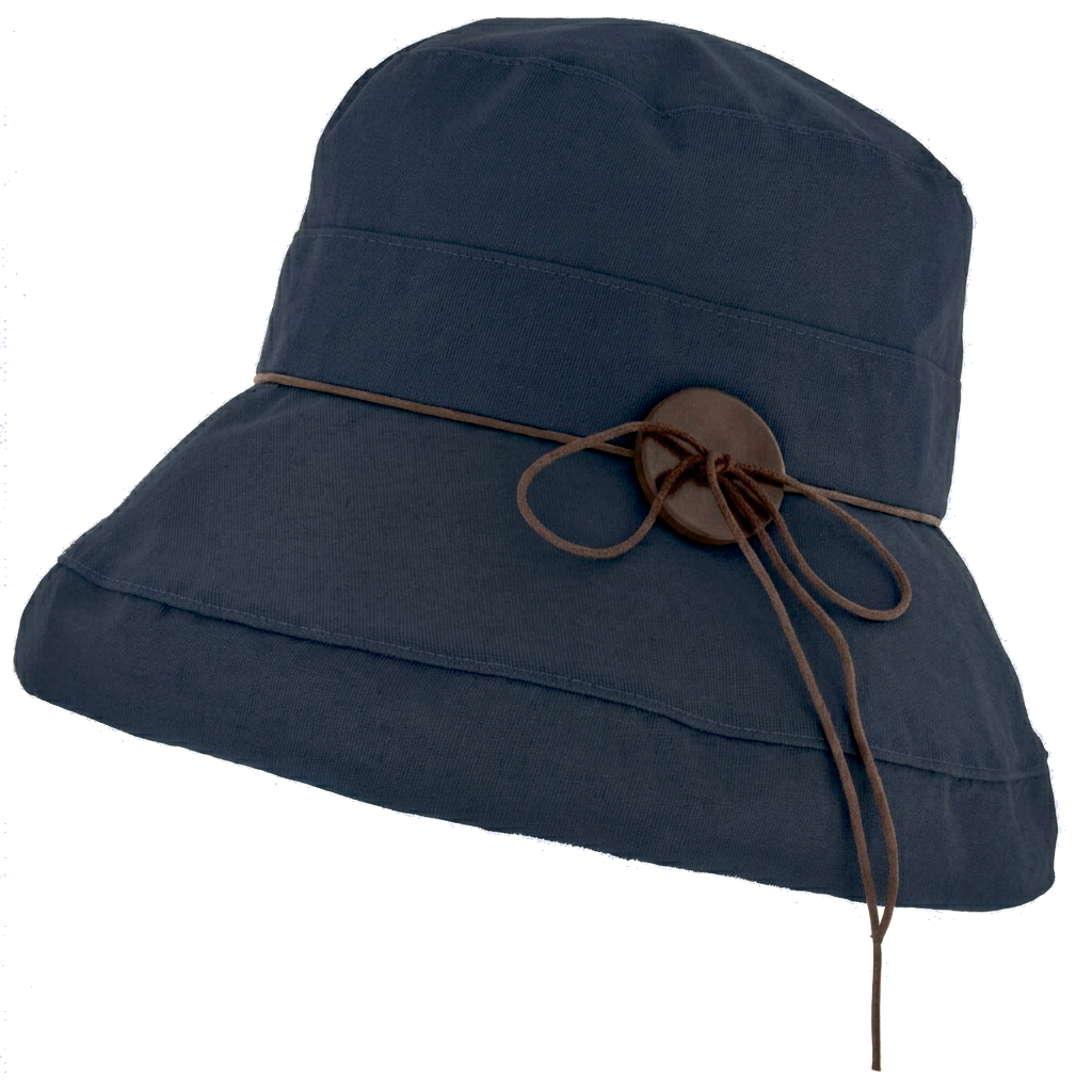 Women's Cotton & Linen Wide Brim Sun Hat in Navy