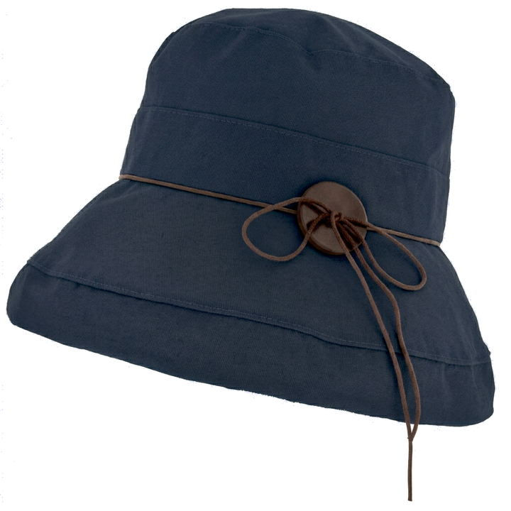 Women's Cotton & Linen Wide Brim Sun Hat in Navy