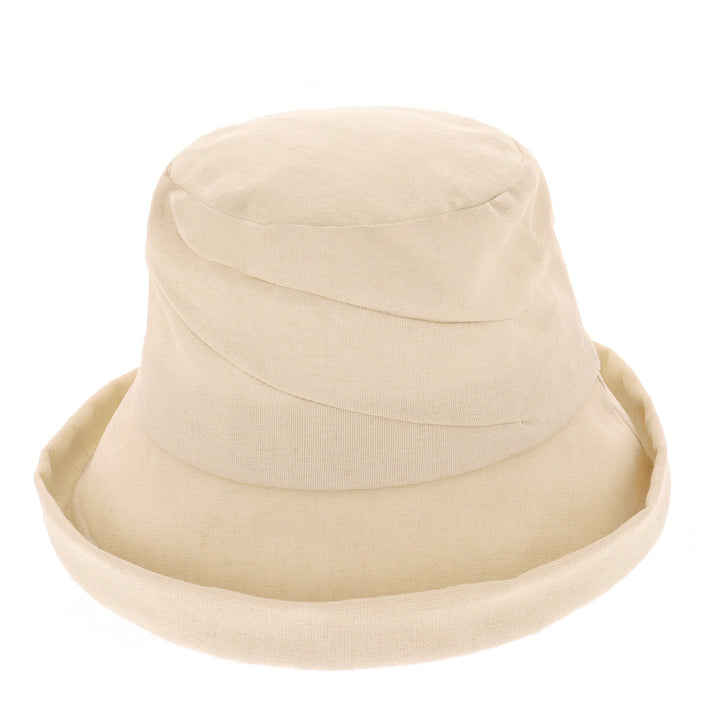 Women's Cotton & Linen Wide Brim Cloche Sun Hat in Natural