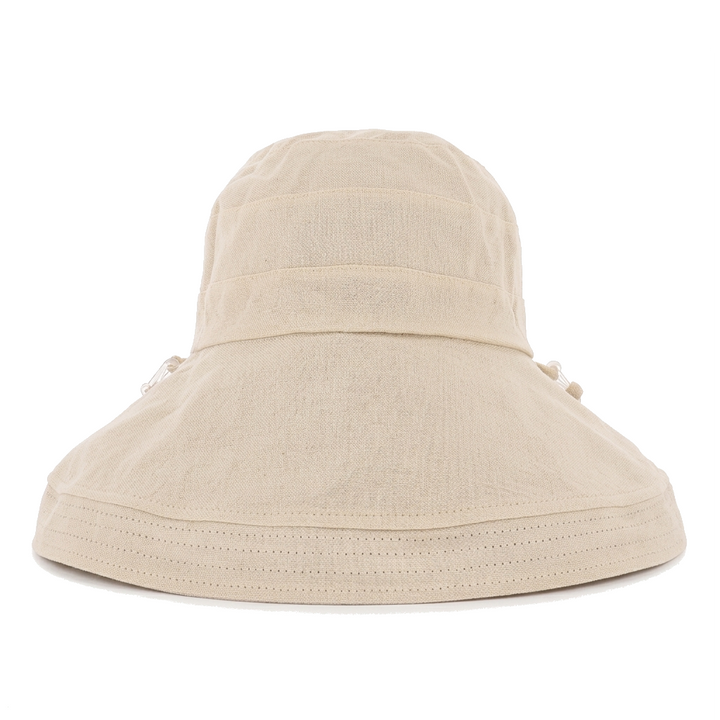 Ladies Cotton & Linen Reversible Wide Brim Sun Hat in Navy