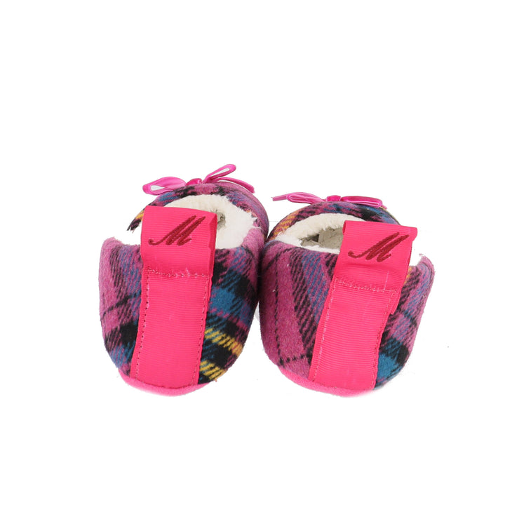 Maggna Women's Colourful Pink Tweed Slippers with Fleece Lining & Bow