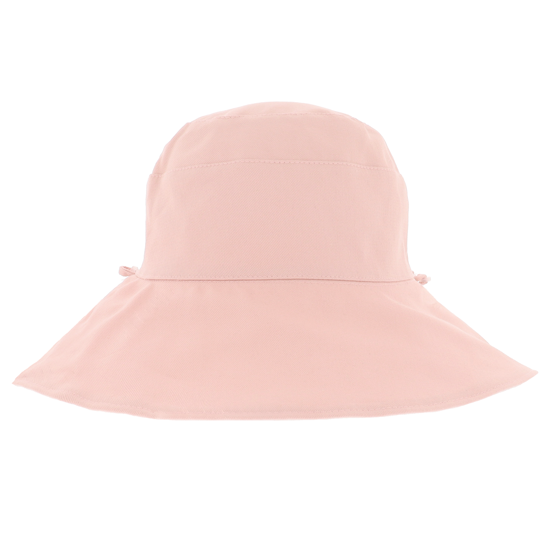 Ladies Cotton Wide Brim & Reversible Sun Hat in White/Pink