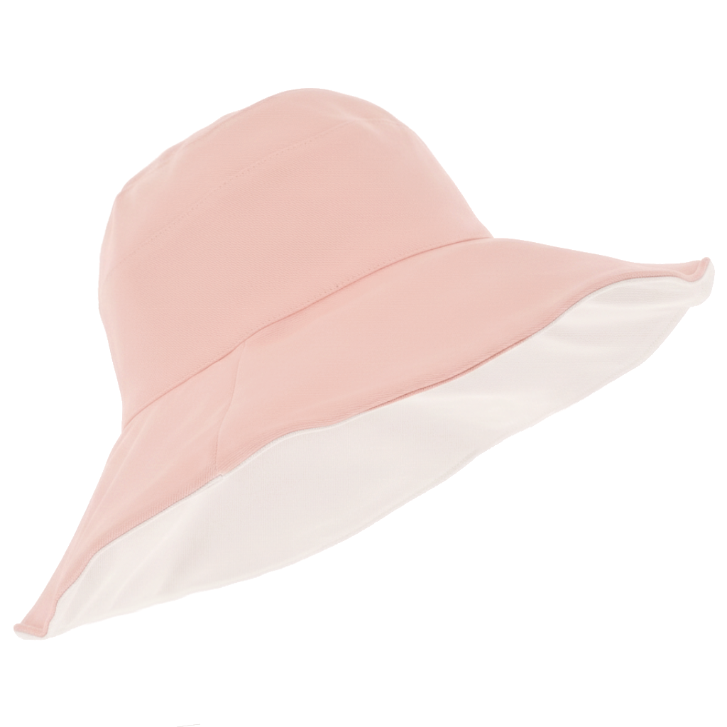 Ladies Cotton Wide Brim & Reversible Sun Hat in White/Pink