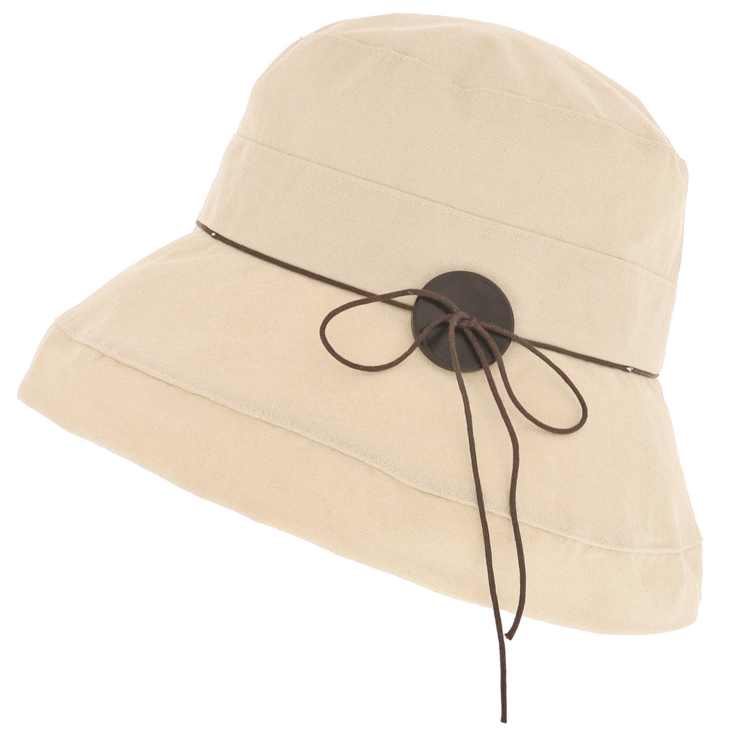 Women's Cotton & Linen Wide Brim Sun Hat in Natural