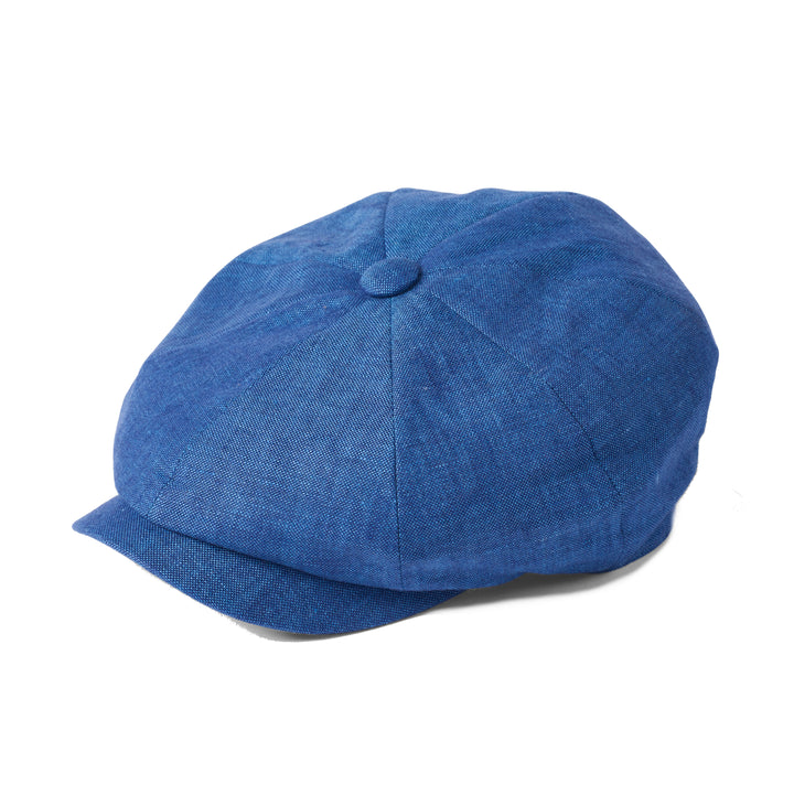 Failsworth Irish Linen Alfie Bakerboy Newsboy Cap In Marine Blue