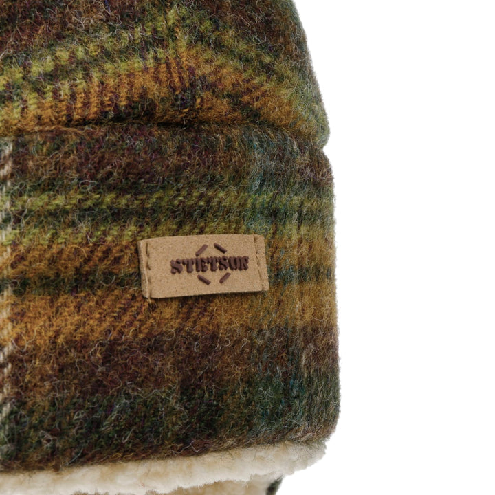 Stetson Wool Check Bomber Aviator Hat - Green