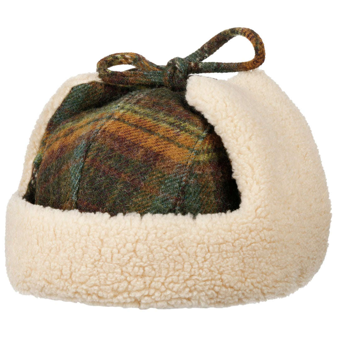 Stetson Wool Check Bomber Aviator Hat - Green