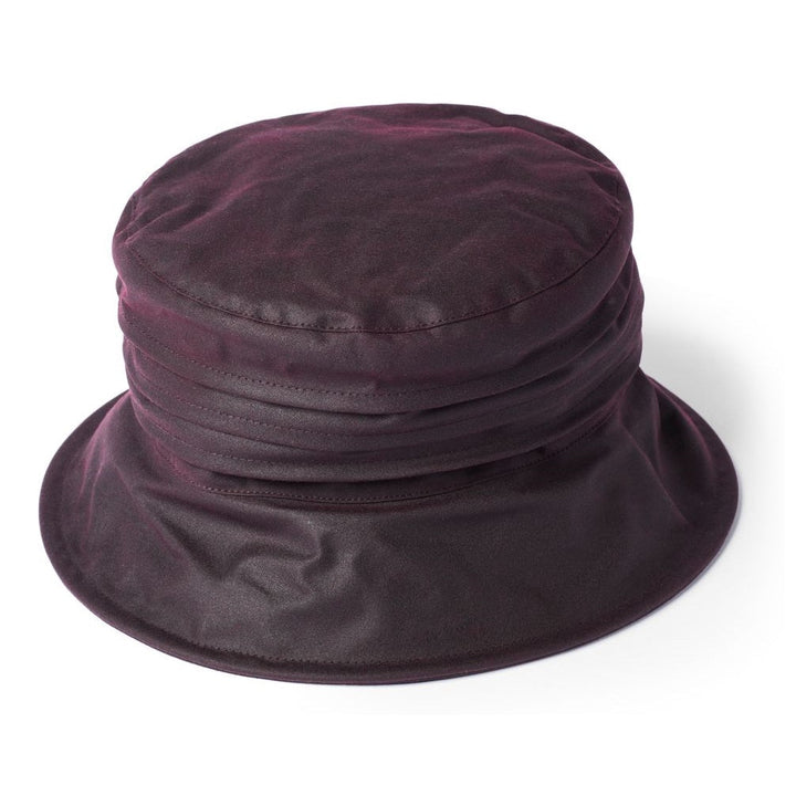 Failsworth Ladies Waxed Bucket Hat With Ruched Crown Merlot