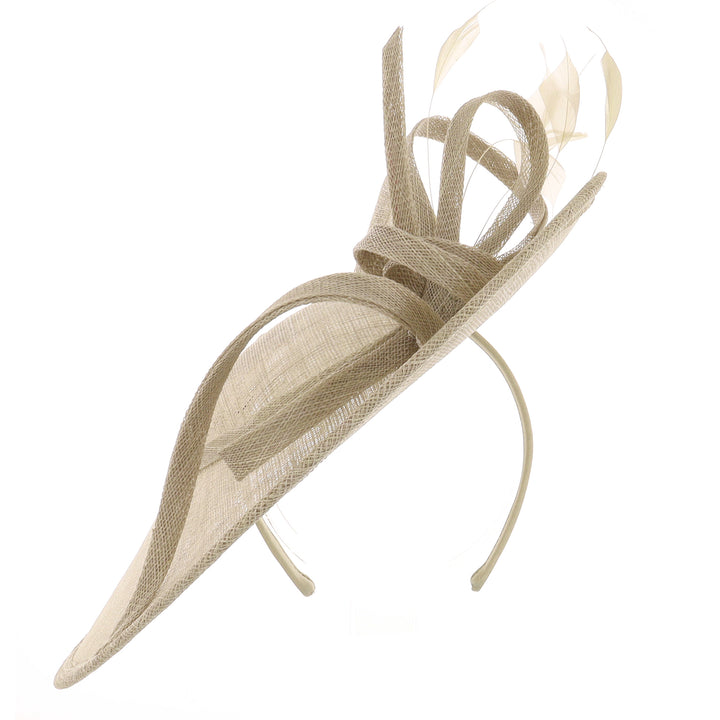 Metallic Almond 36cm Maddox Sweeping Disc Headband Fascinator (153)