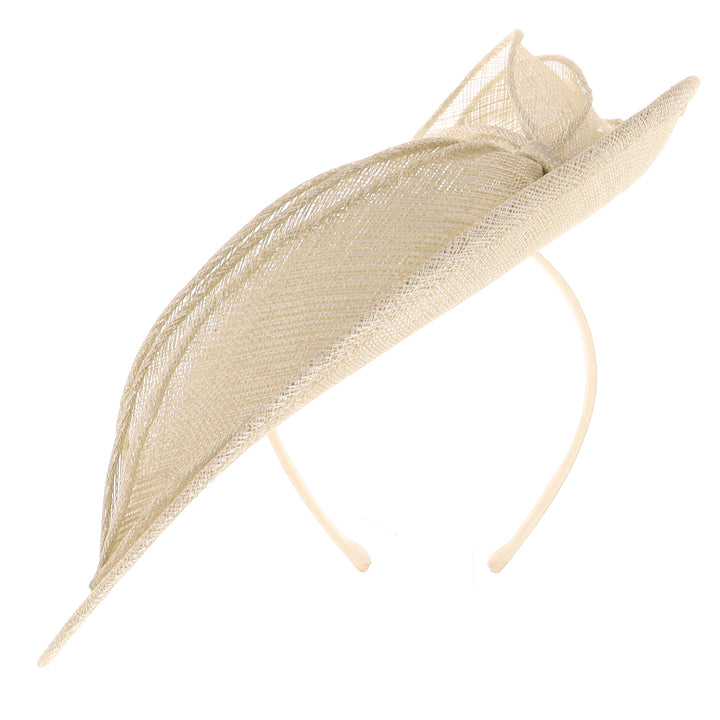 Metallic Ivory Sinamay Disc Headband Fascinator
