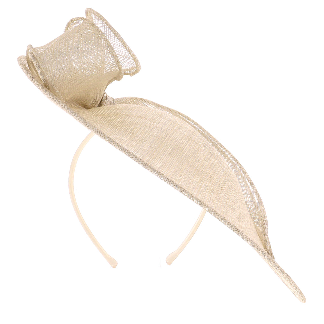 Metallic Ivory Sinamay Disc Headband Fascinator