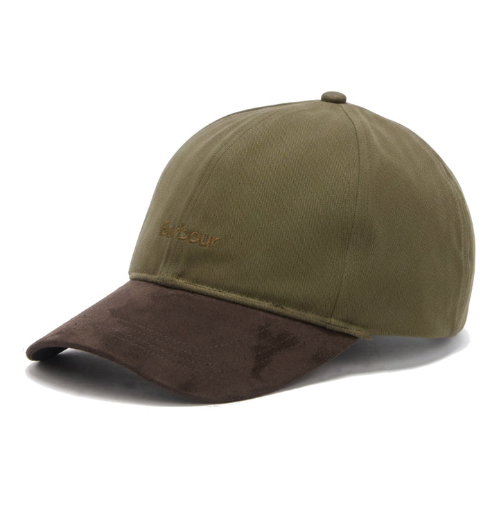 Barbour Langdale Cotton Baseball Cap in Olive/Brown