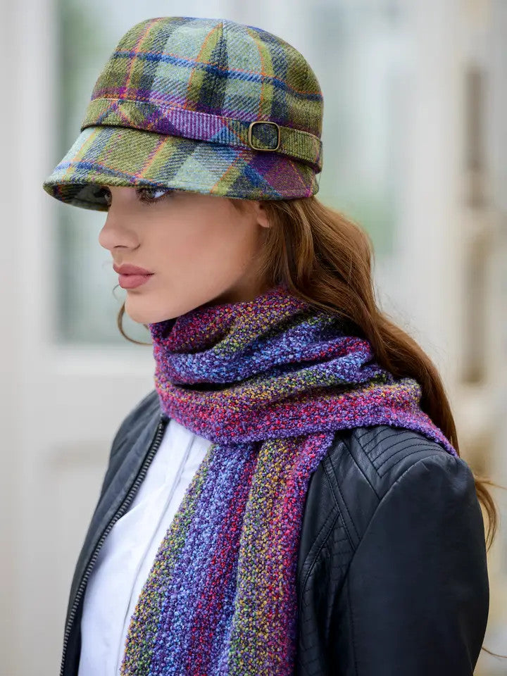 Purple & Green Check 100% Wool 'Flapper' Hat