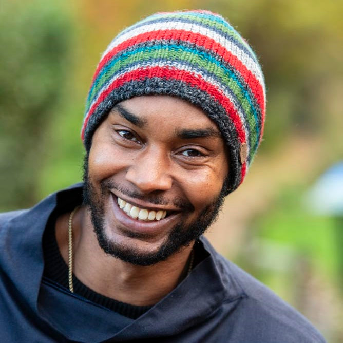 Kusan Wool Brooklyn Knitted Stripe Beanie Charcoal/Green (PK2417)