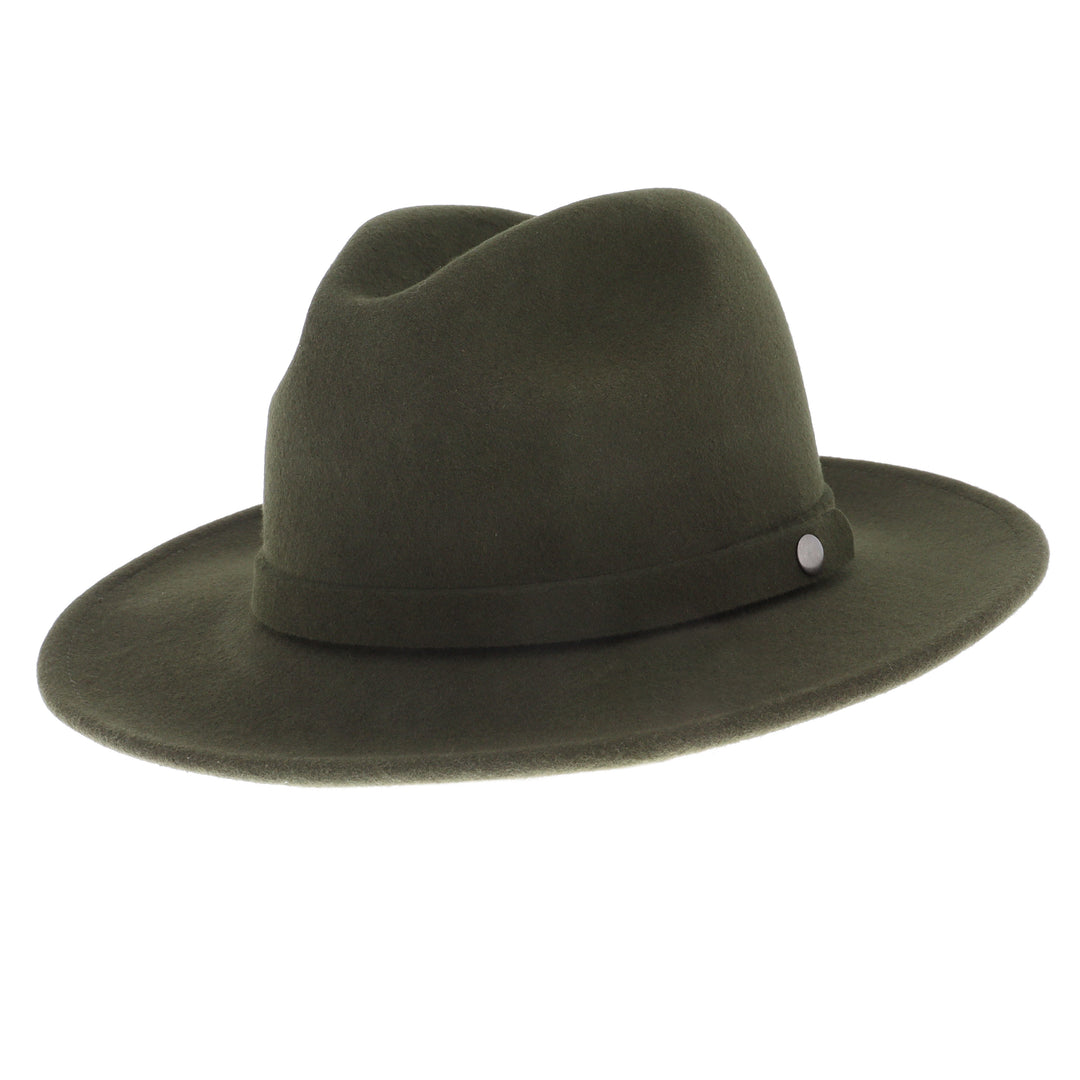 Traveller Rollable Wool Felt Fedora Hat - Moss