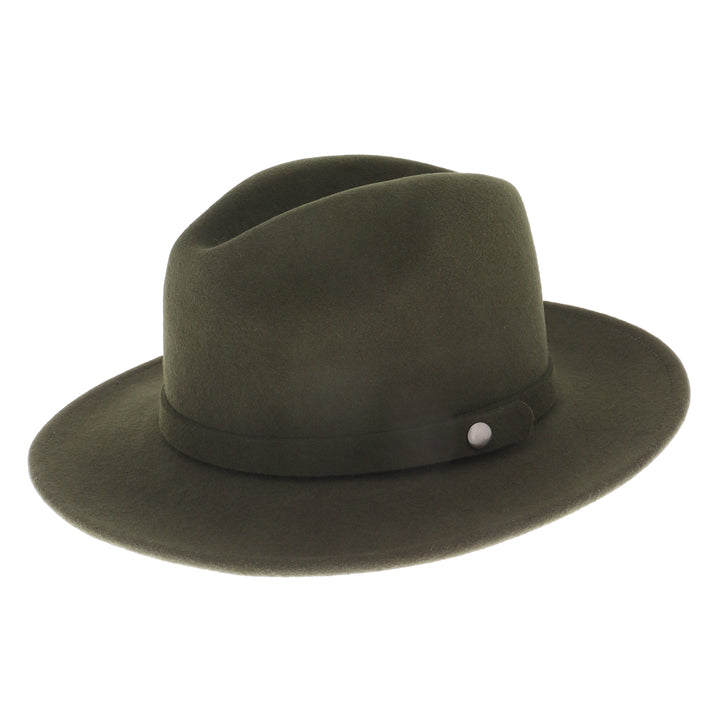 Traveller Rollable Wool Felt Fedora Hat - Moss