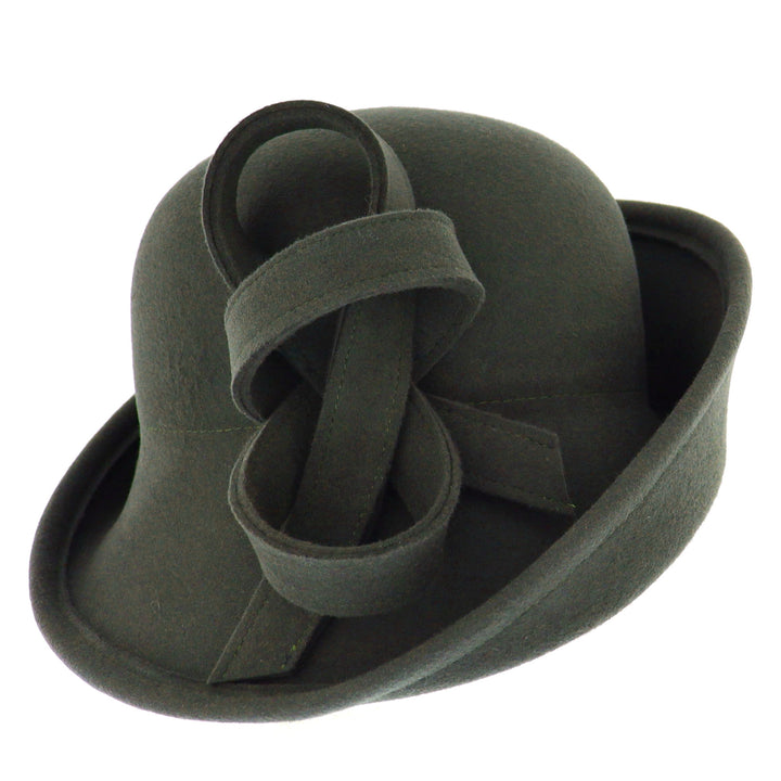 Whiteley Turned Up Brim Cloche in Moss