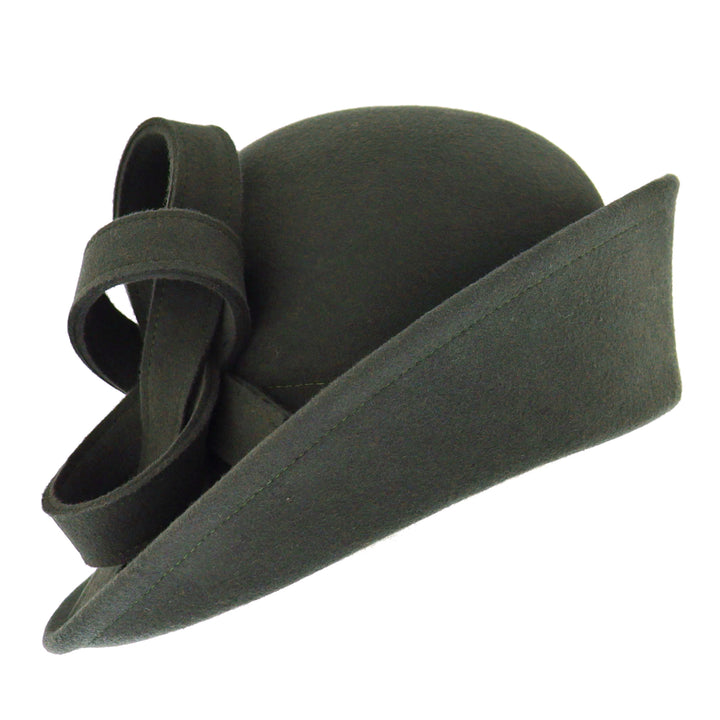Whiteley Turned Up Brim Cloche in Moss