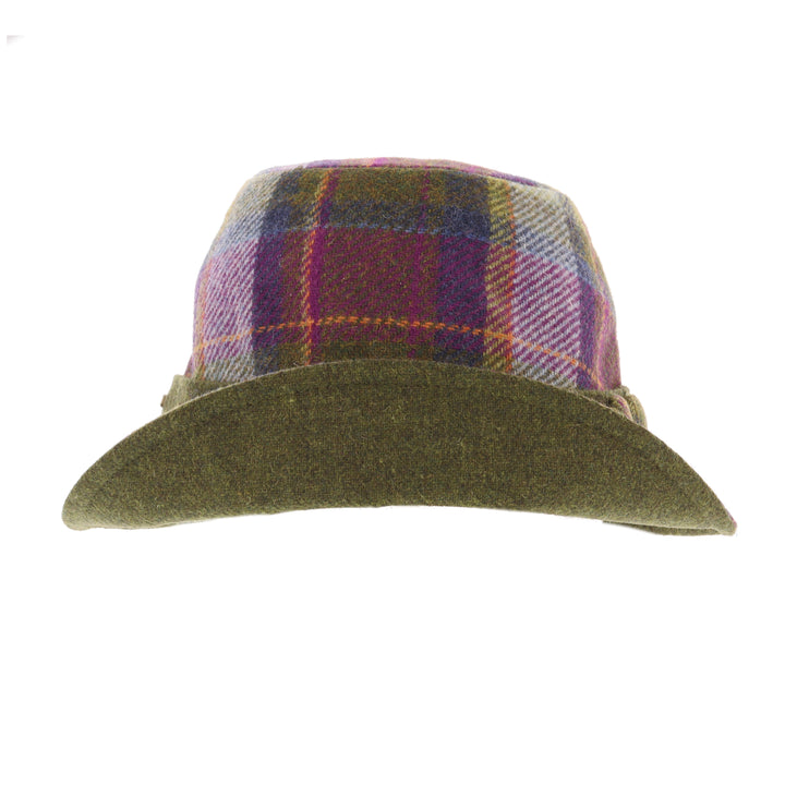 Purple & Green Check 100% Wool Ladies 'Clodagh' Cloche Hat