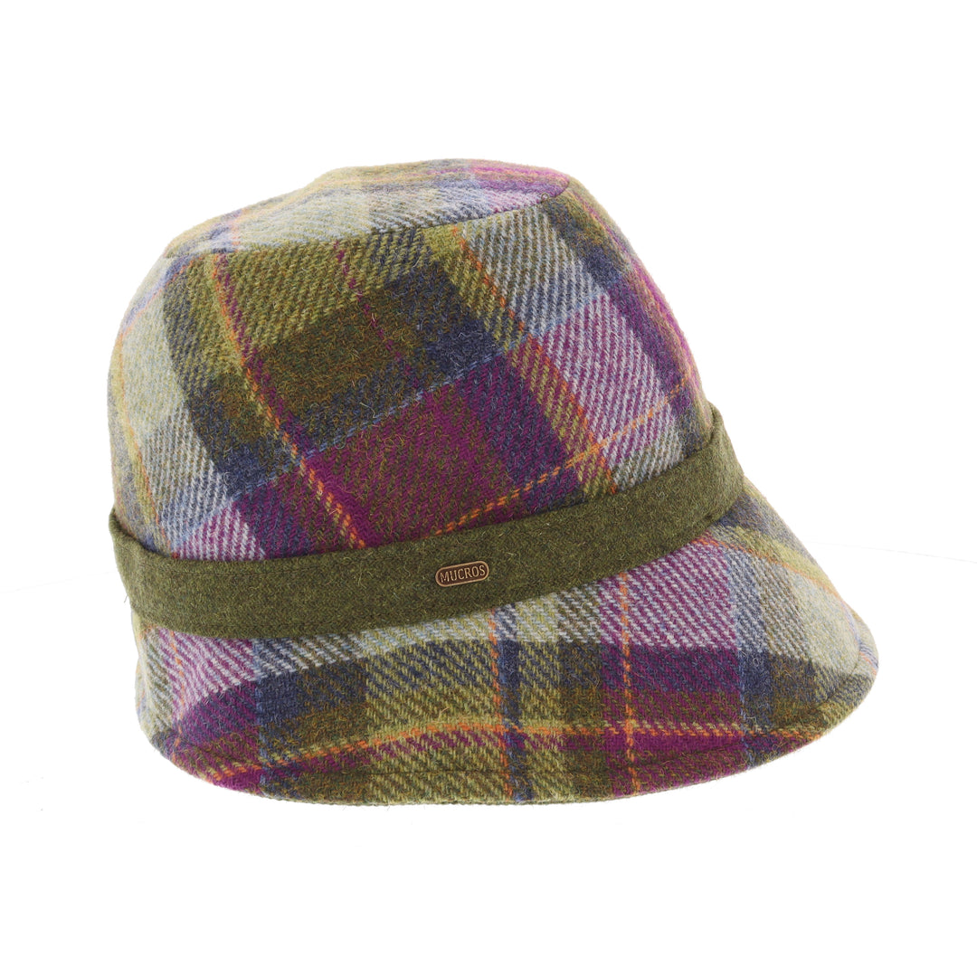 Purple & Green Check 100% Wool Ladies 'Clodagh' Cloche Hat