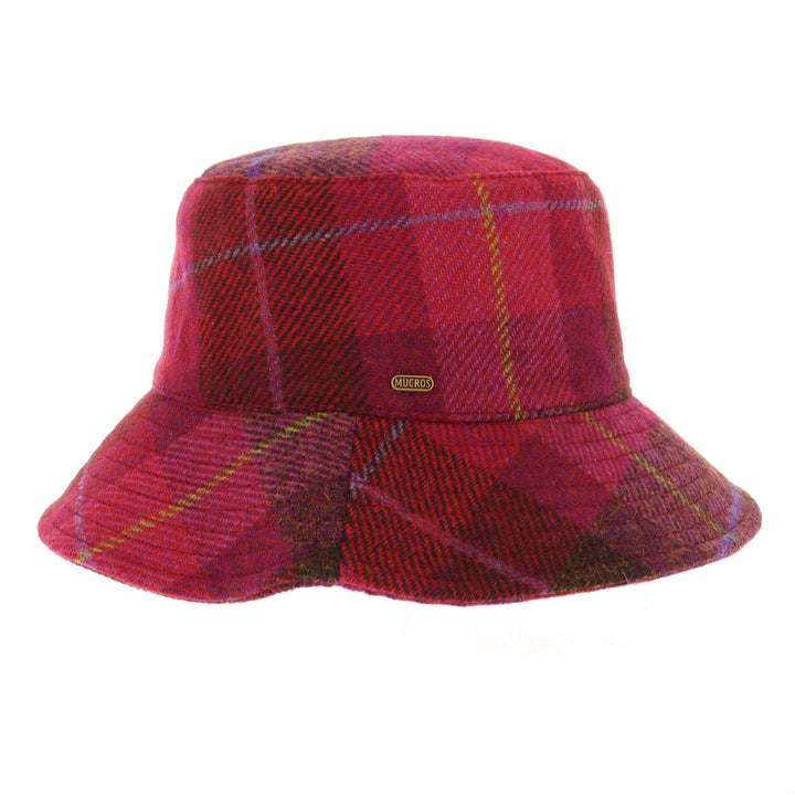Pink Check 100% Wool Erin Bucket Hat