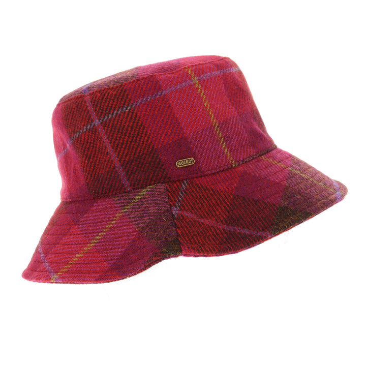 Pink Check 100% Wool Erin Bucket Hat