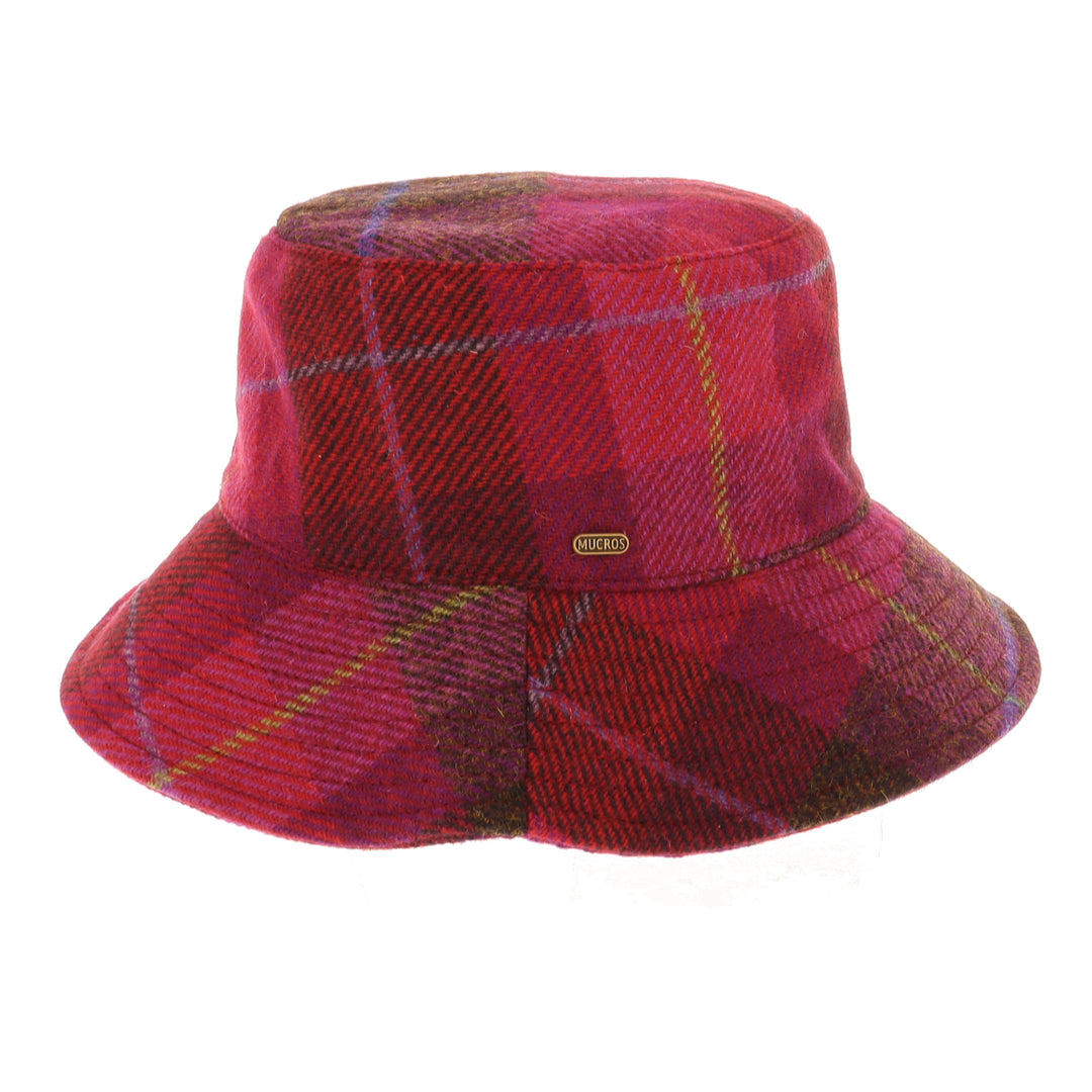 Pink Check 100% Wool Erin Bucket Hat