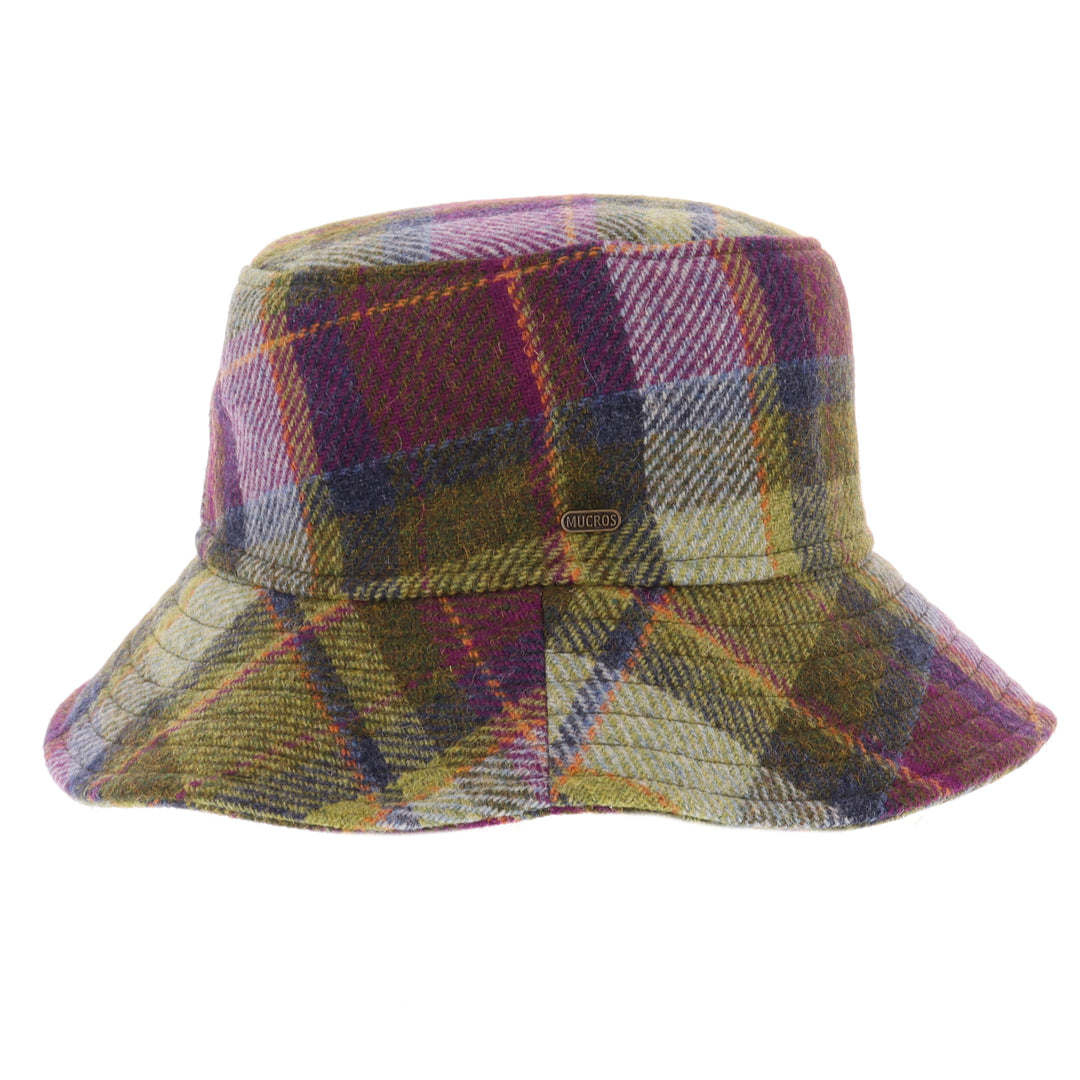 Purple & Green Check 100% Wool Erin Bucket Hat