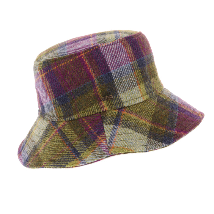 Purple & Green Check 100% Wool Erin Bucket Hat