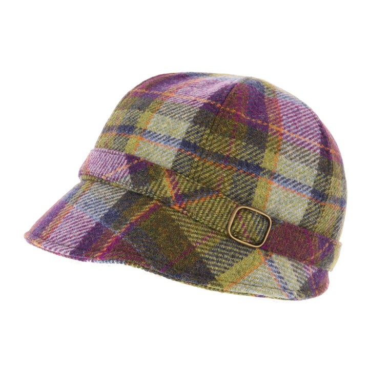 Purple & Green Check 100% Wool 'Flapper' Hat