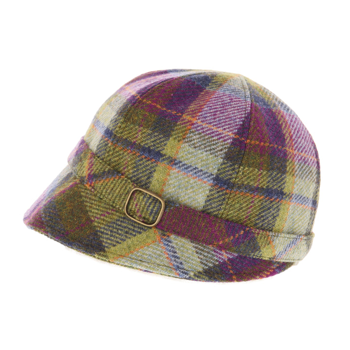 Purple & Green Check 100% Wool 'Flapper' Hat