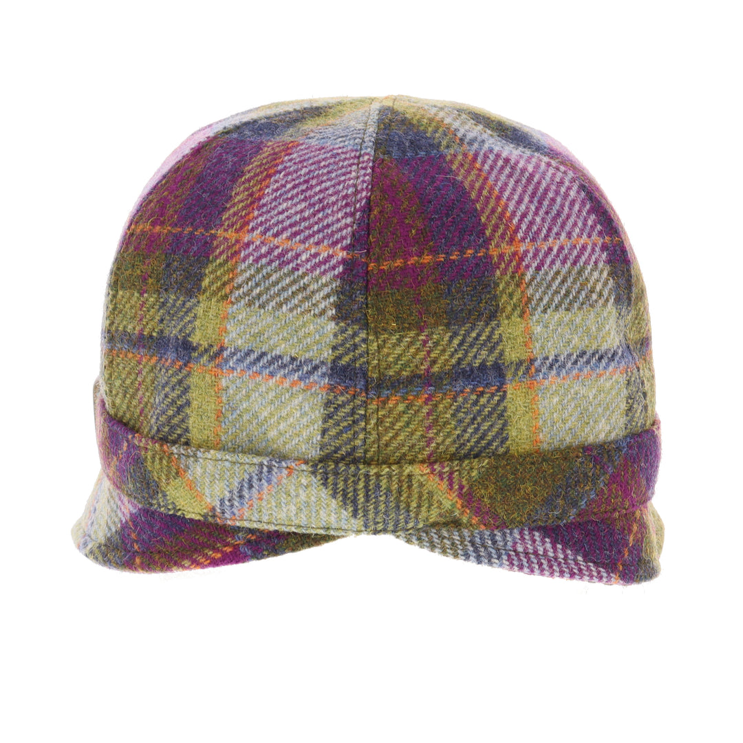 Purple & Green Check 100% Wool 'Flapper' Hat