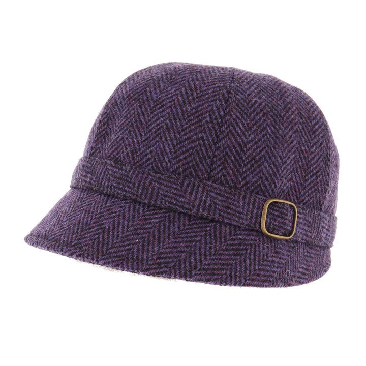Purple Herringbone 100% Wool 'Flapper' Hat