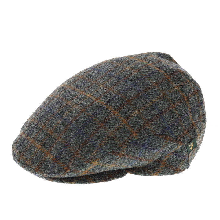 Trinity Wool Flat Cap In Green Plaid