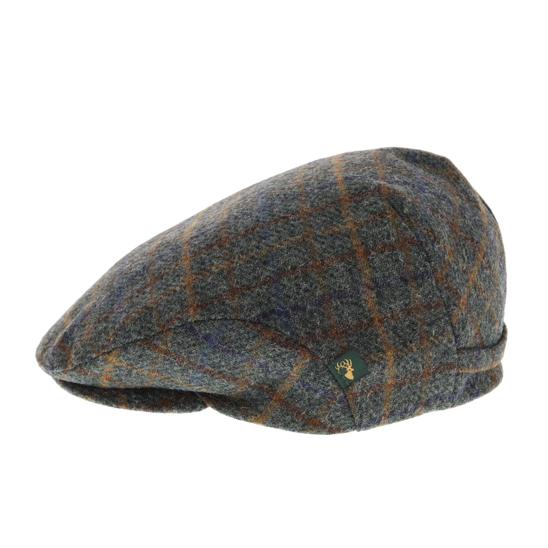 Trinity Wool Flat Cap In Green Plaid